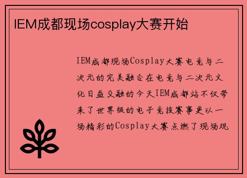 IEM成都现场cosplay大赛开始