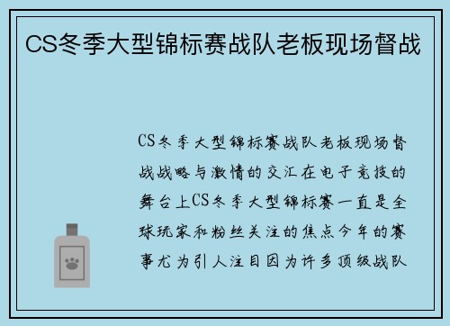 CS冬季大型锦标赛战队老板现场督战